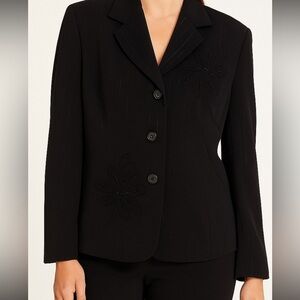 Bob Mackie Black Embroidered Flower Blazer Size 16